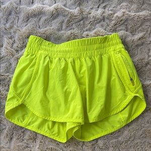 lululemon athletica Neon Yellow Tracker Short (4in) with Zipper Pocket-